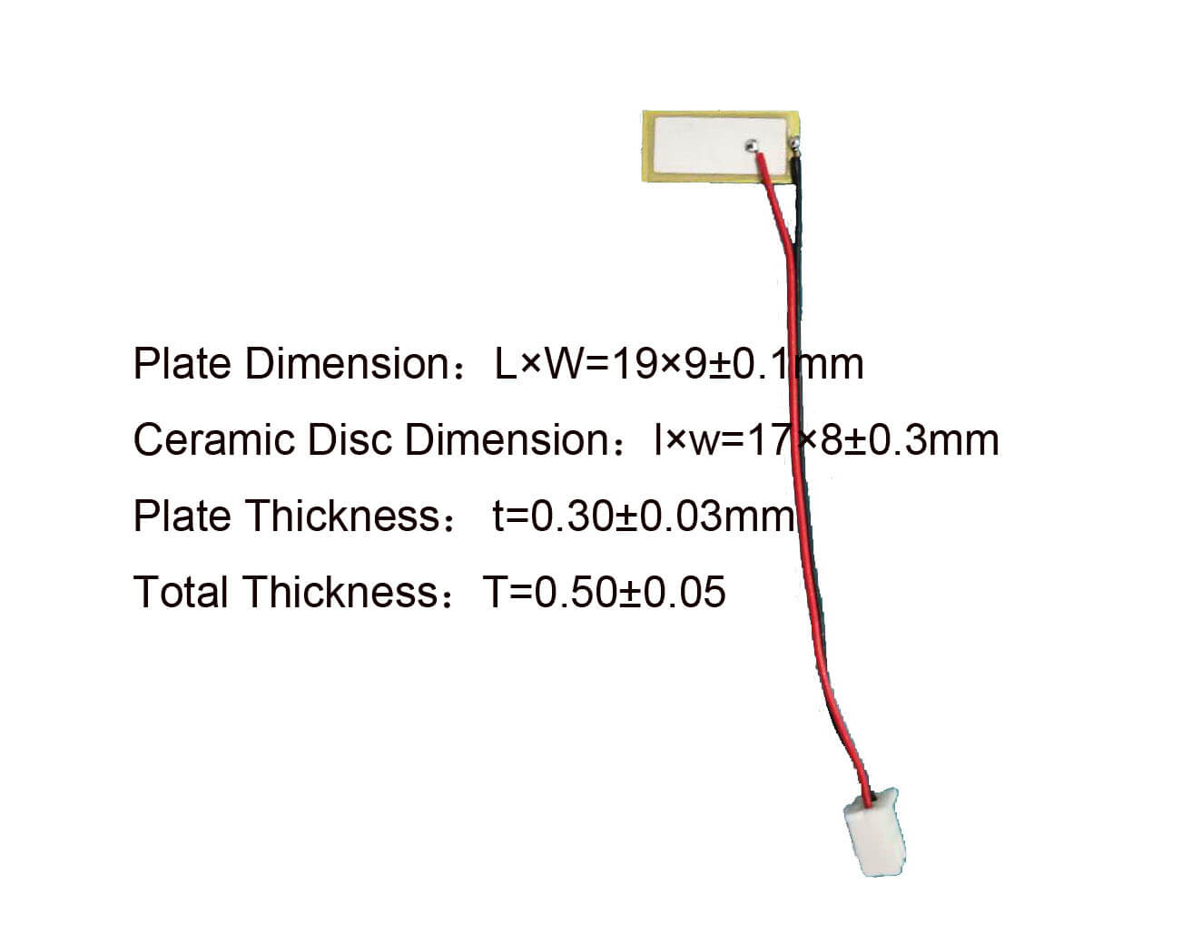 Elemento piezoelétrico de unidade externa de 3,8 kHz 19x9 mm com cabos